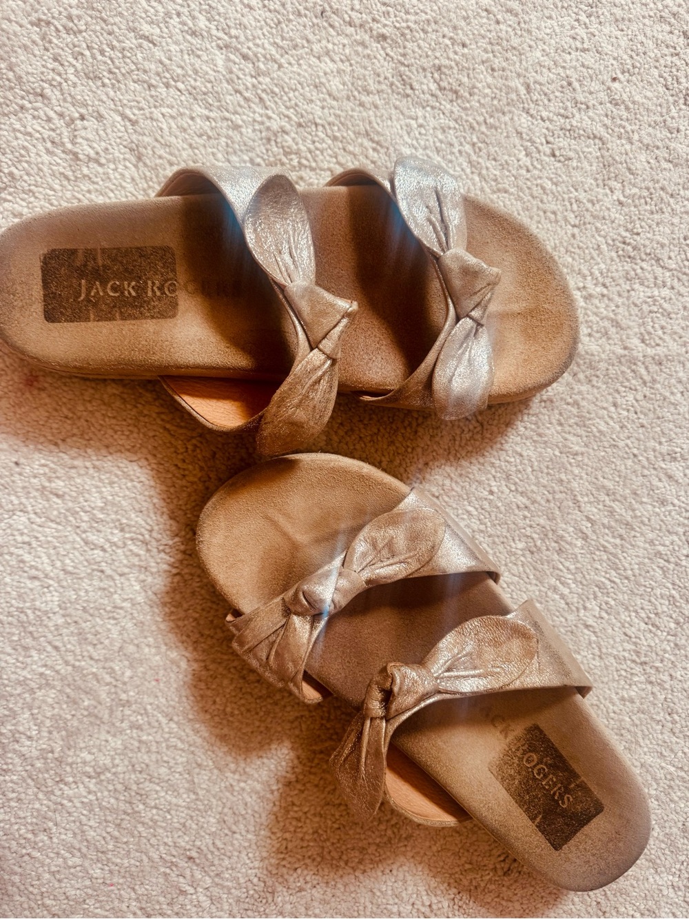 Jack Rogers Metallic Gold Knot Slide Sandals